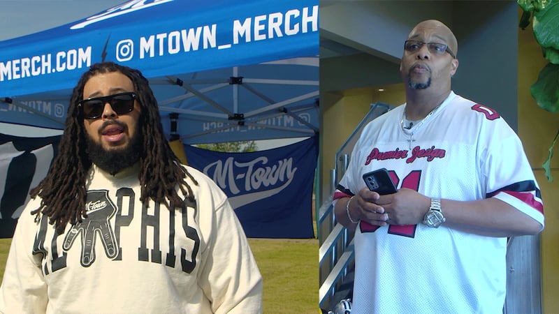 Brandon Hobbs with M-Town Merch (L) and Ronald Watson with Premier Design (R)