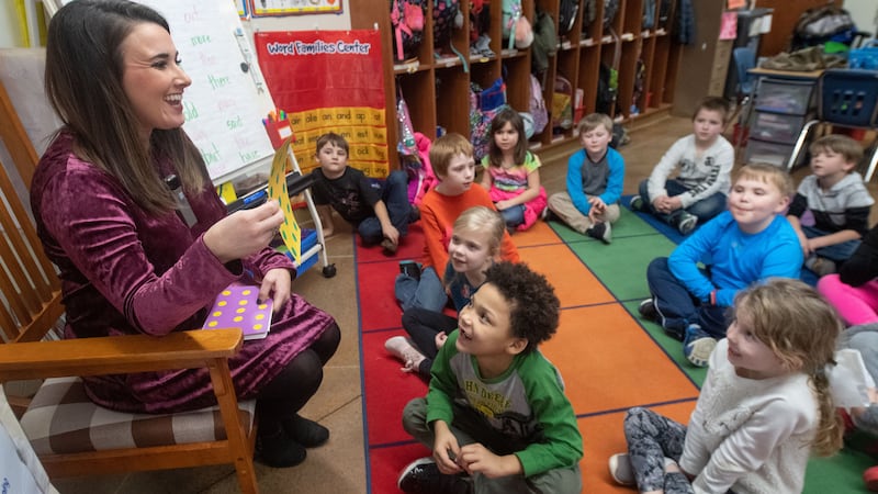 Elementary teacher Shayna Tucker leads number talks with her students.