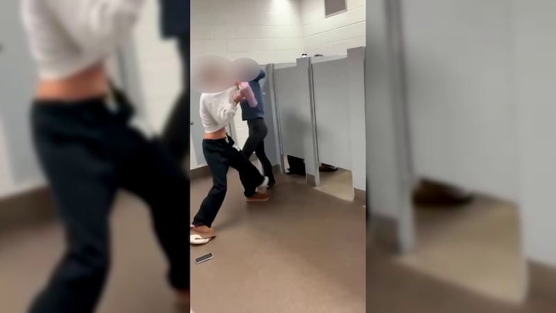 Footage of the brawl at Houston High School