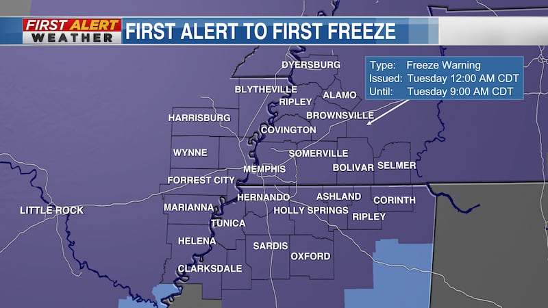 The first freeze of the season is on the way for the Mid-South and it comes just in time for...