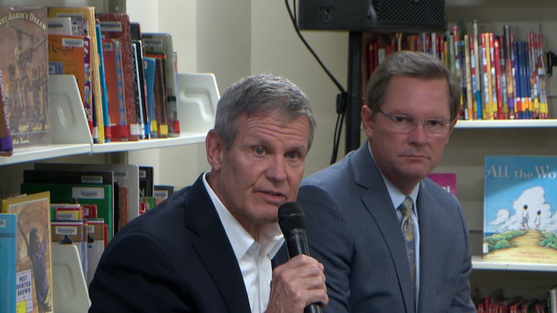 Tennessee Governor Bill Lee and House Speaker Cameron Sexton at New Hope Christian Academy in...