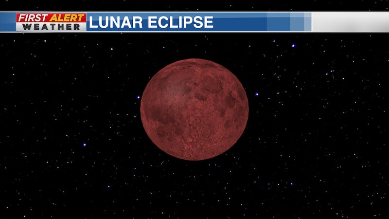 The moon will look red during a total lunar eclipse on November 8.