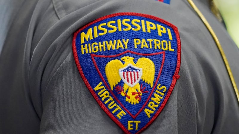 The shoulder patch of a Mississippi Highway Patrol officer is photographed during a ceremony...