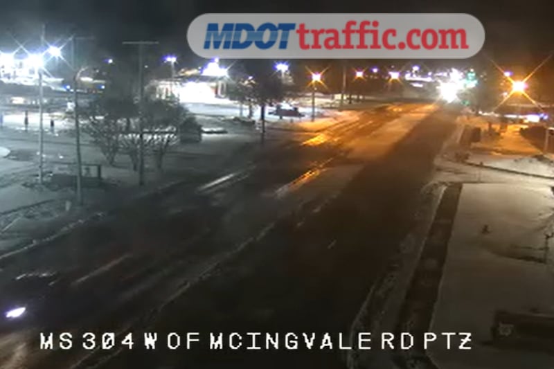 Icy conditions on McIngvale Road in Hernando, Mississippi, Friday night
