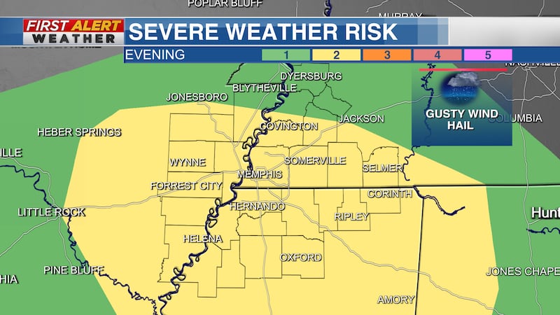 This evening a few storms could be strong to severe