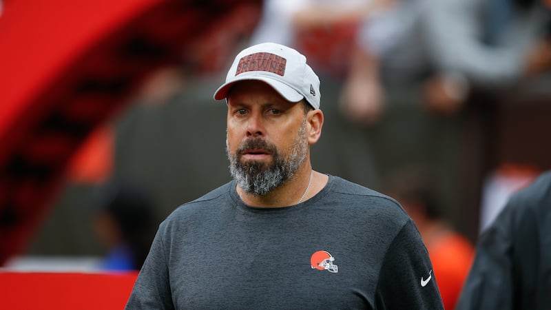 Cleveland Browns offensive coordinator Todd Haley takes the field before an NFL football game...