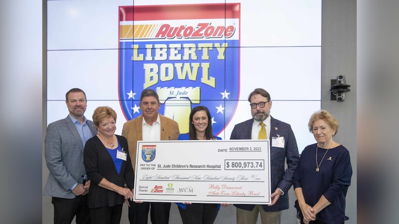 The AutoZone Liberty Bowl presented a record donation to ALSAC/St. Jude Children's Research...